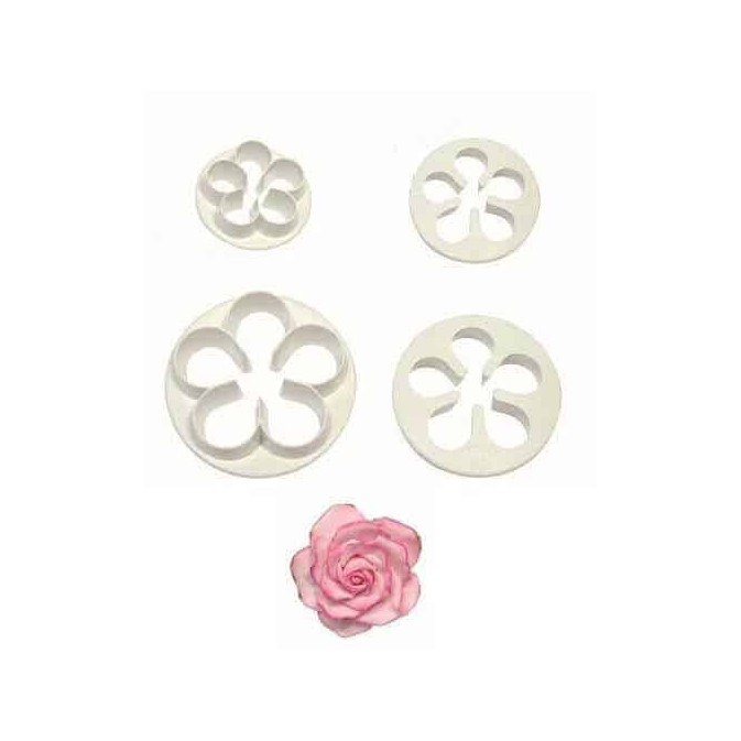 4 cortadores para fazer uma rosa com pasta de açúcar