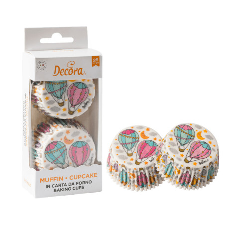 caixas de cupcake com balão de ar quente