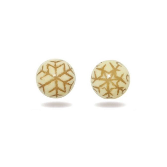 Bola decorativa de chocolate com floco de neve branco - conjunto de 4
