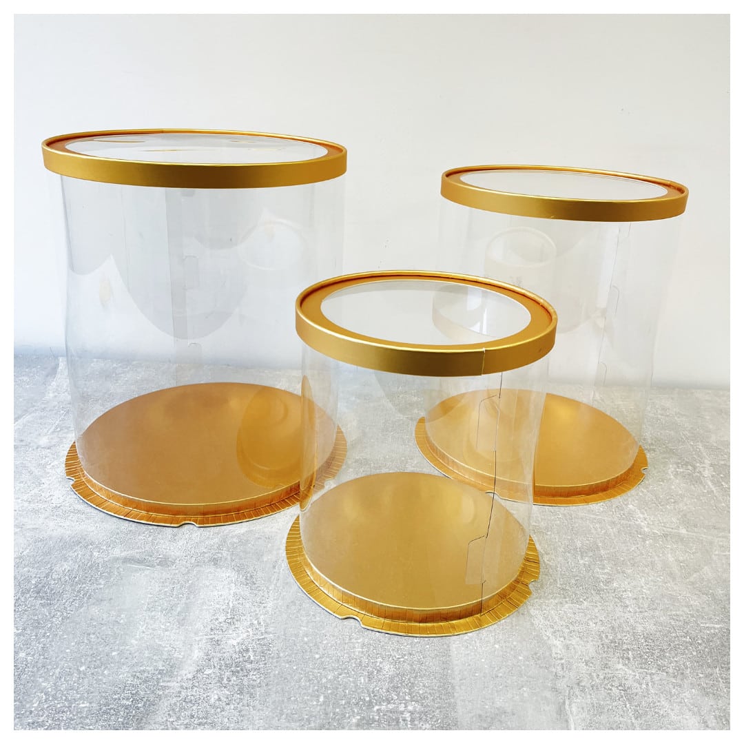 caixas de bolo redondas de ouro