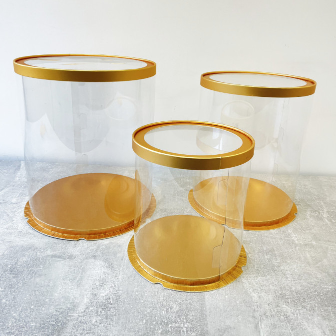 caixas de bolo redondas de ouro