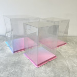 caixas de bolo quadradas rosa e azul