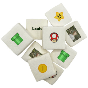 Marshmallows personalizados de videogame e cogumelo