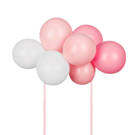 topo de bolo com balões rosa