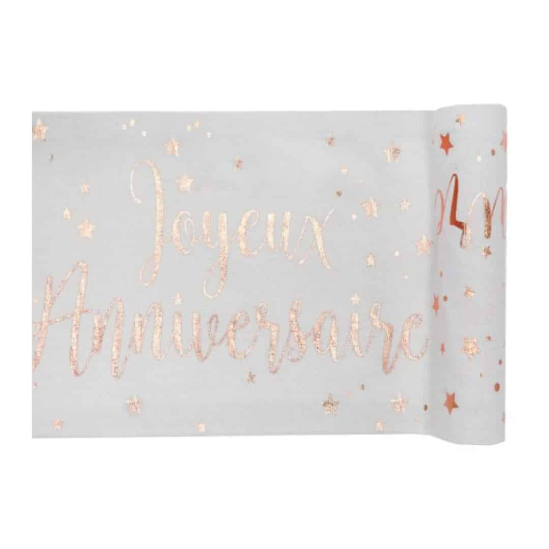corredor de mesa-rosa-ouro-feliz-aniversário