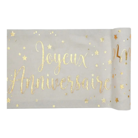 corredor de mesa-ouro-feliz-aniversário