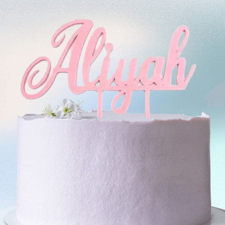 Topper de bolo personalizado rosa com nome