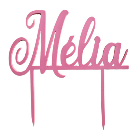 Topper de bolo personalizado rosa com nome