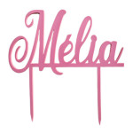 Topper de bolo personalizado rosa com nome