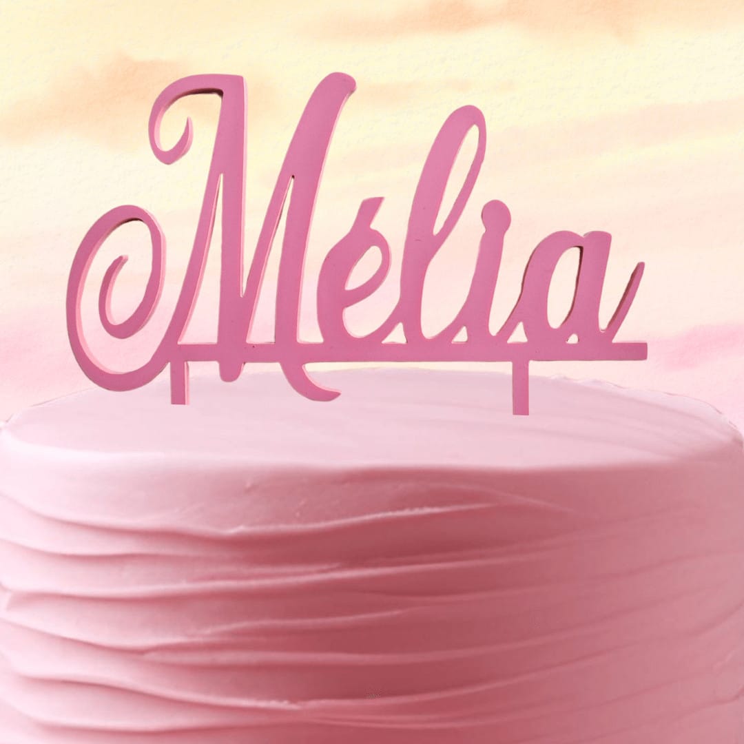 Topper de bolo personalizado rosa com nome