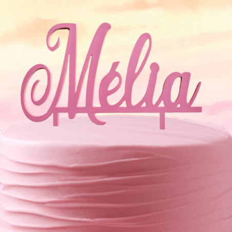 Topper de bolo personalizado rosa com nome