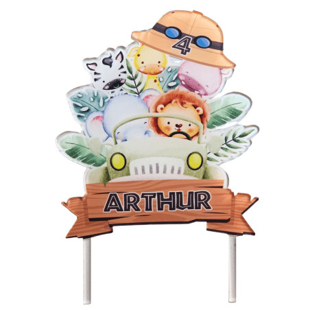 topo de bolo safari personalizável