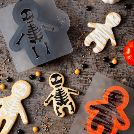 conjunto de cortador de biscoitos e estêncil para biscoitos e Halloween