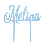 Topper de bolo personalizado azul com nome