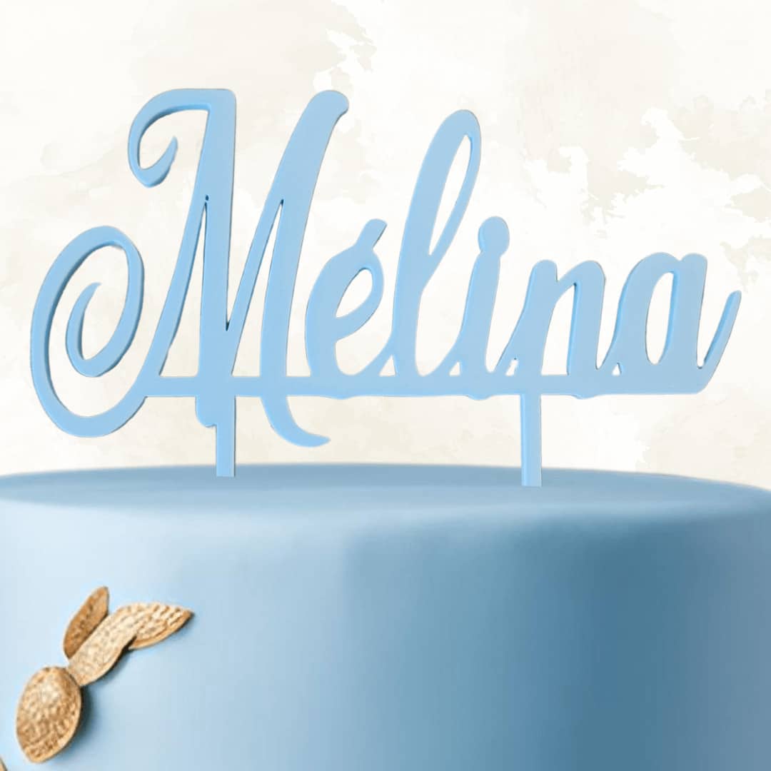 Topper de bolo personalizado azul com nome