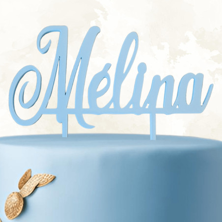 Topper de bolo personalizado azul com nome