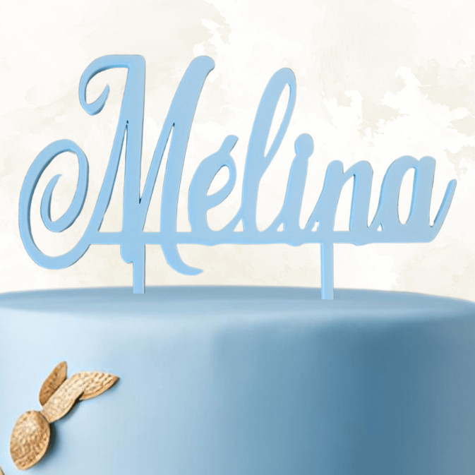 Topper de bolo personalizado azul com nome