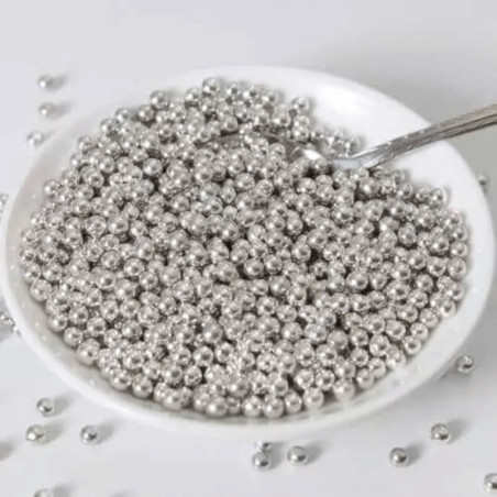 pérolas de açúcar metálicas prateadas 80 gr