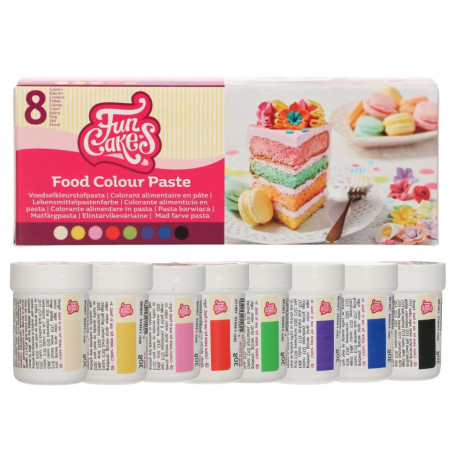 Pacote de 8 corantes alimentares em gel Funcakes
