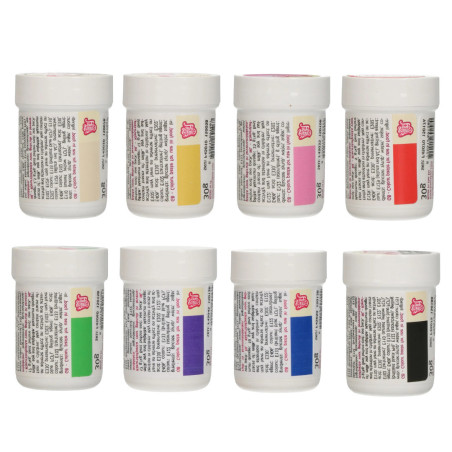 Pacote de 8 corantes alimentares em gel Funcakes