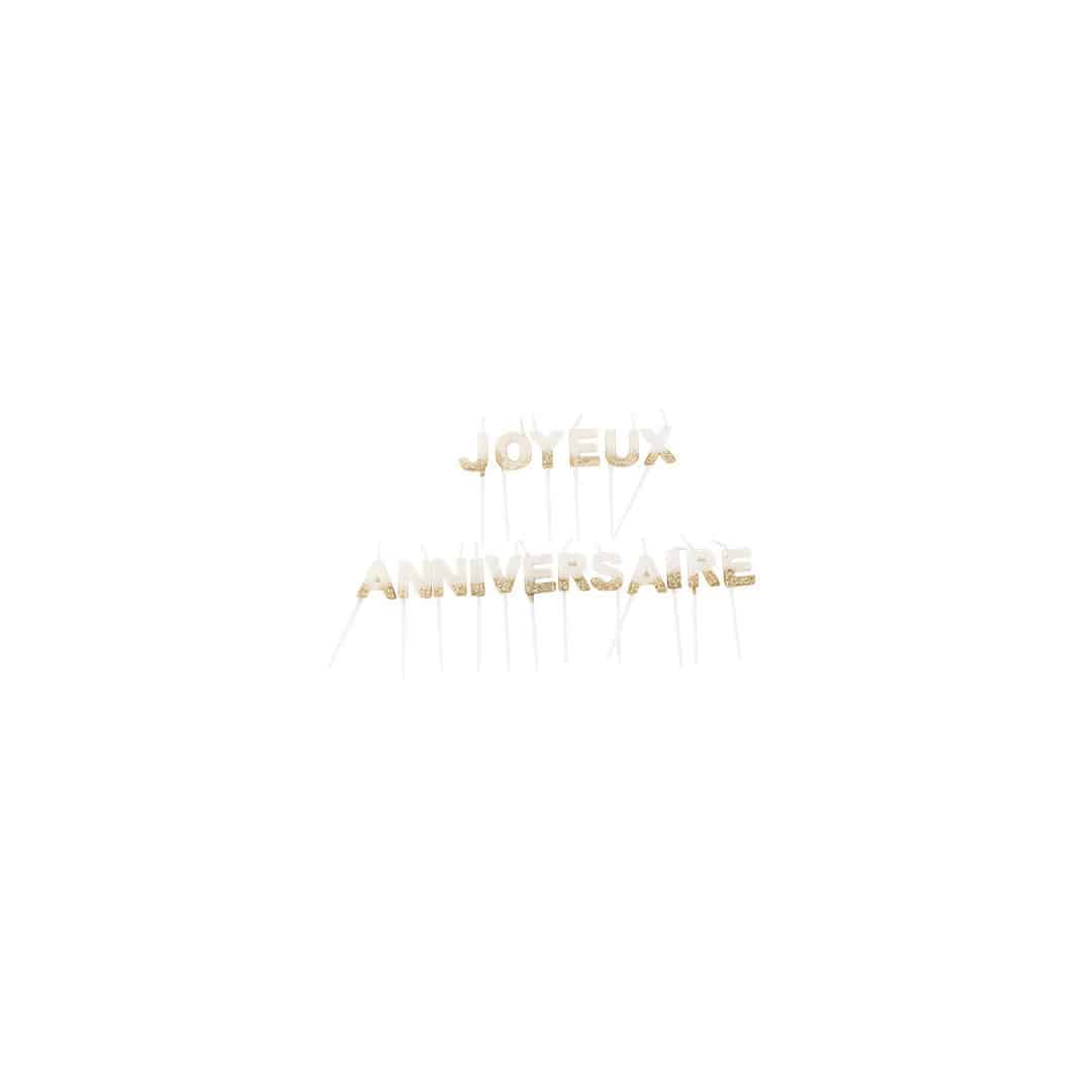 Kit de velas de feliz aniversário Branco e dourado