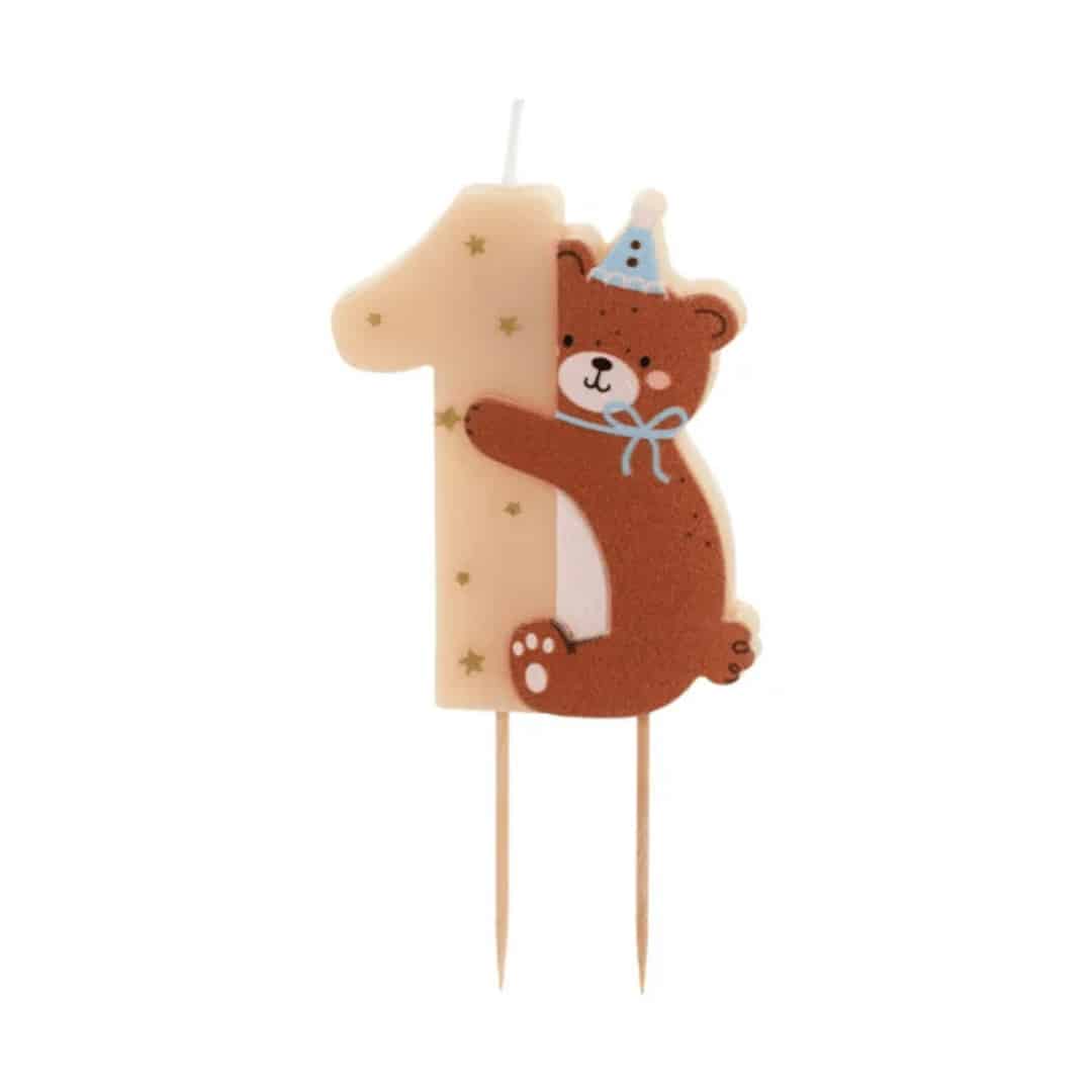 Vela de aniversário de ursinho de 1 ano