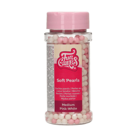 pote de funcakes de pérolas de açúcar rosa e branco