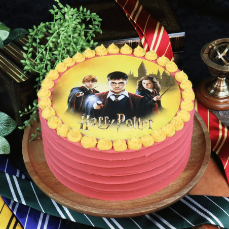design de bolo com folha de açúcar de harry potter