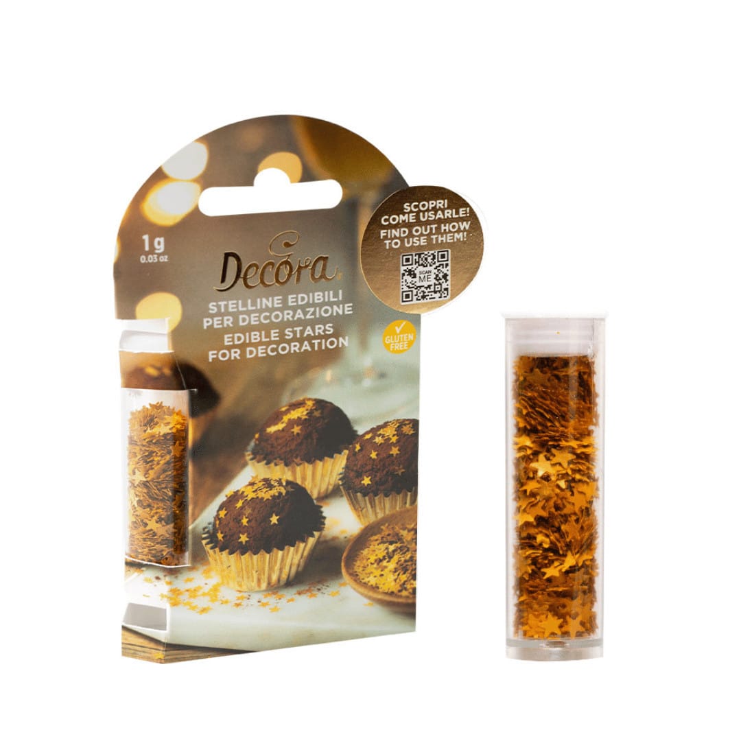 Decora estrelas comestíveis douradas