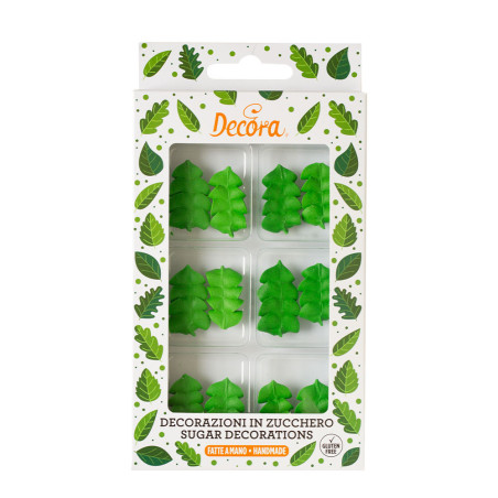 12 folhas verdes para flores de açúcar