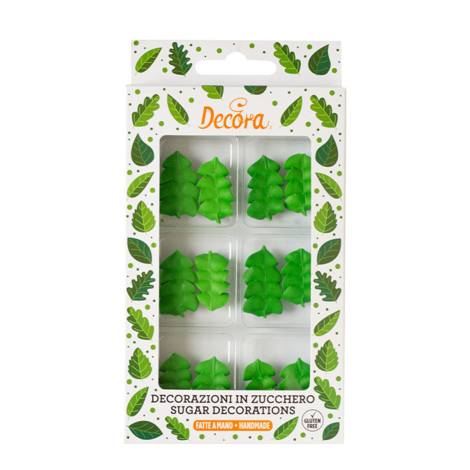 12 folhas verdes para flores de açúcar