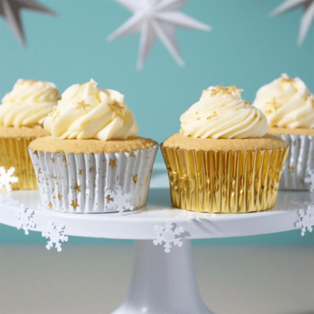 cupcake decorado com caixa dourada