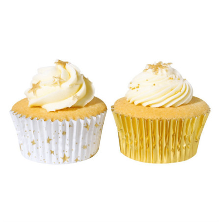 cupcake decorado com caixa dourada