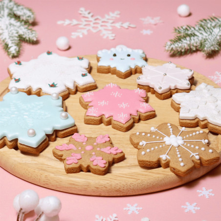 biscoitos decorados com floco de neve