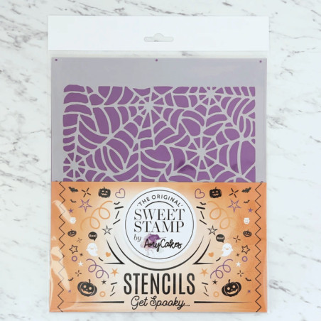 Estêncil de teia de aranha com carimbo doce