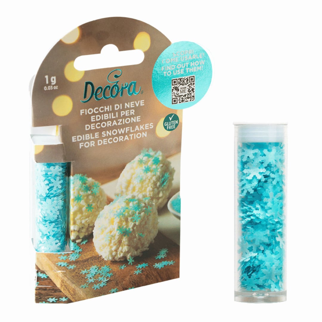 Decorações de floco de neve comestíveis azuis