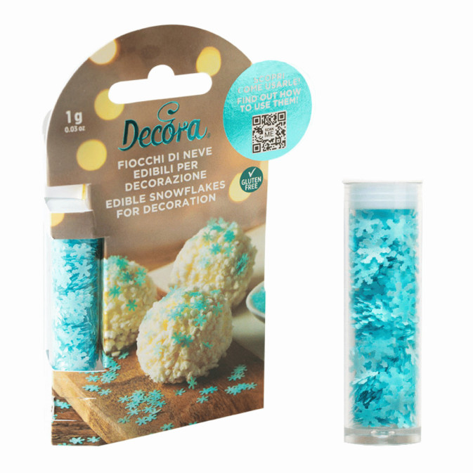 Decorações de floco de neve comestíveis azuis