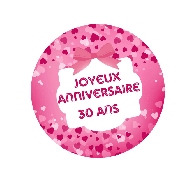 Disco-de-açúcar rosa-aniversário de 30 anos