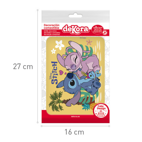 dimensão da decoração comestível para bolo Stitch