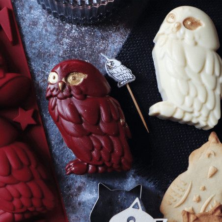 coruja de chocolate com molde de silicone mágico