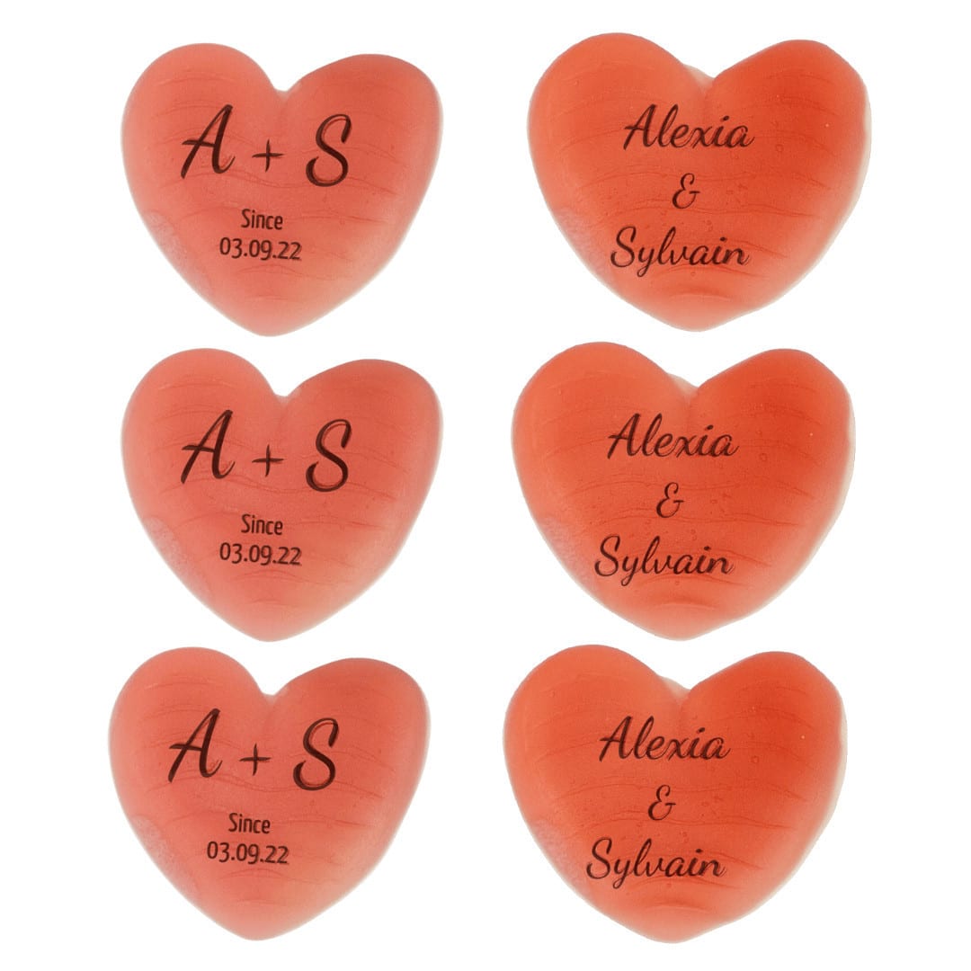 6 bombons de coração personalizados