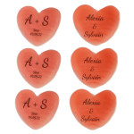 6 bombons de coração personalizados