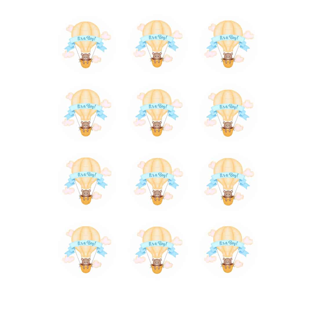 12 discos de açúcar Mini it'a boy Ø 5 cm para cupcakes