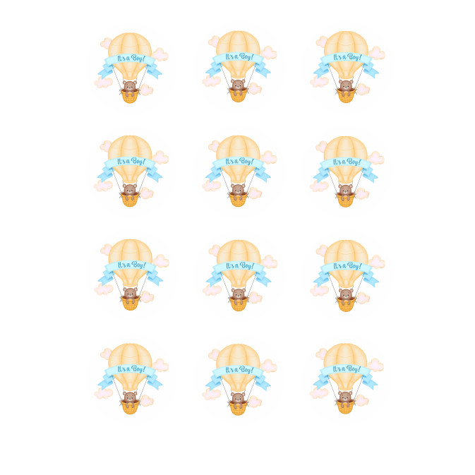 12 discos de açúcar Mini it'a boy Ø 5 cm para cupcakes