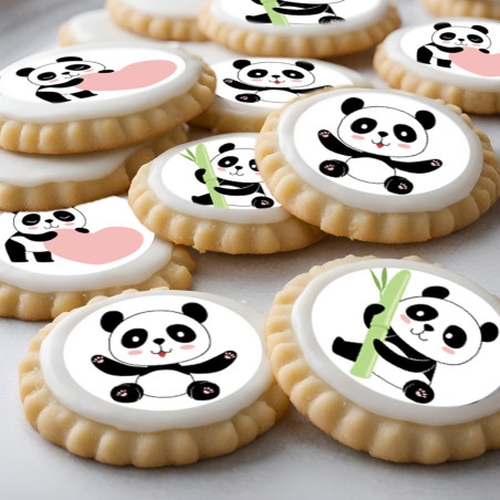 12 mini discos de açúcar Panda