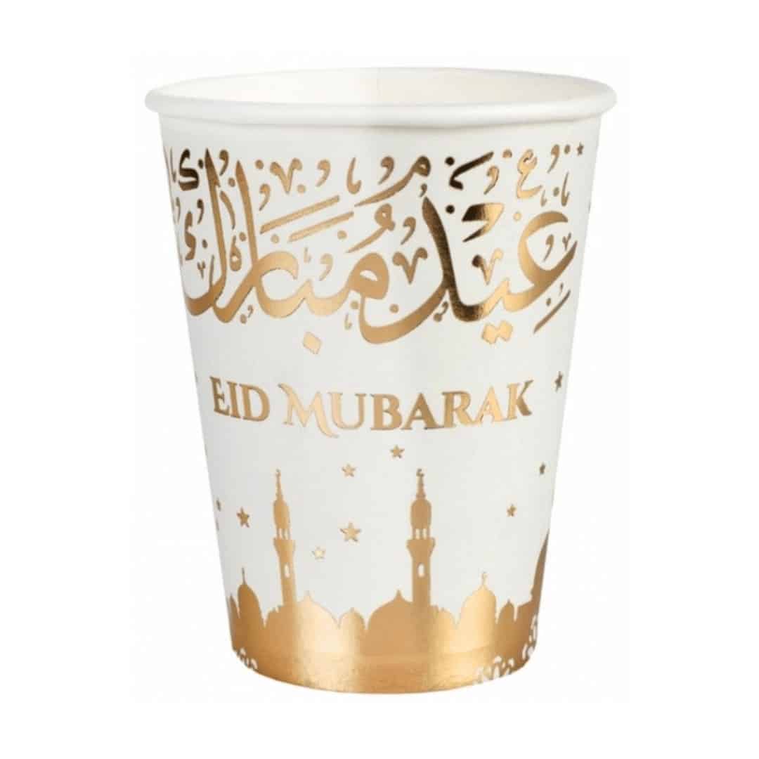 10 copos de papel Eid Mubarak