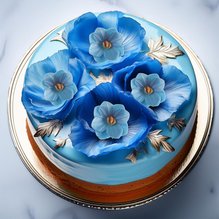 bolo de flor de bolacha azul