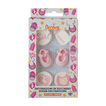 Decorações de açúcar "É uma menina" - 6 peças