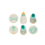 conjunto de 6 decorações de açúcar é um menino