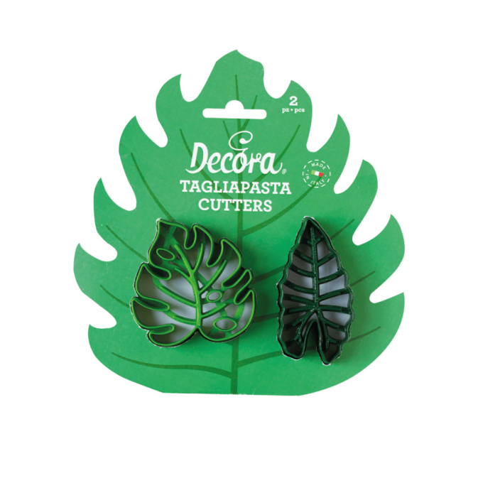 2 cortadores de biscoitos de folhas tropicais Decora